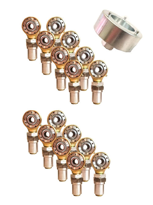 1.25" Gold Rebuildable Rod Ends w/ Hex Bungs (8LH & 8RH)